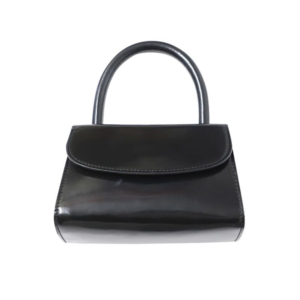 BY FAR Black Gloss Patent Mini Top-Handle Bag